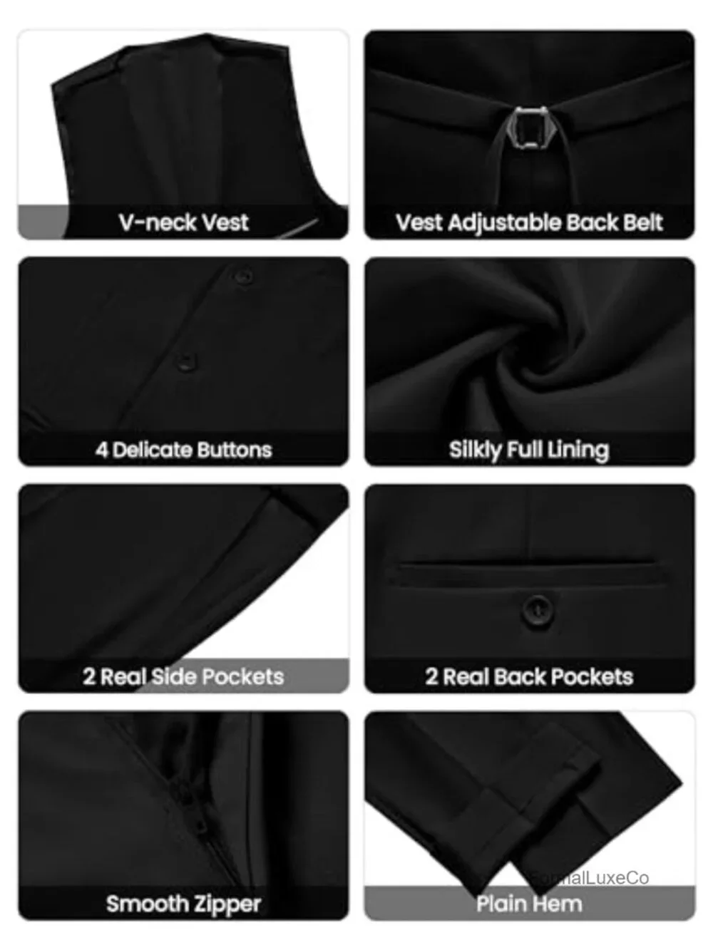 Slim Fit 3-Piece Suit Set for Men Cotton Polyester Blend Business Wedding